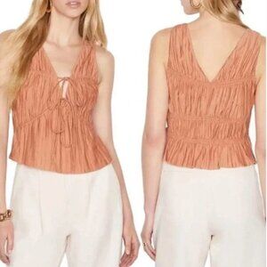 FRAME Lace Up Tank Top Terracotta Fairy Boho Cottagecore Peasant Top XS NWT